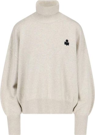 Isabel Marant High-Neck Knit Sweater With Contrast Logo