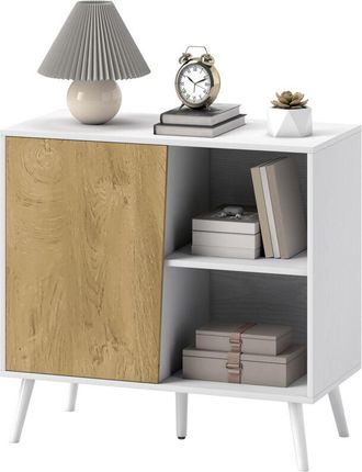HOMCOM Credenza Buffet con Armadietto e Vano Portaoggetti in Legno Bianco - Homcom