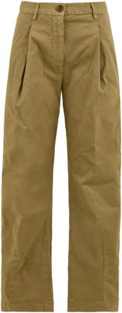 Aspesi Katoenen Gabardine Broek - Dames - Straight fit broeken - Groen - S - Katoen - Broeken