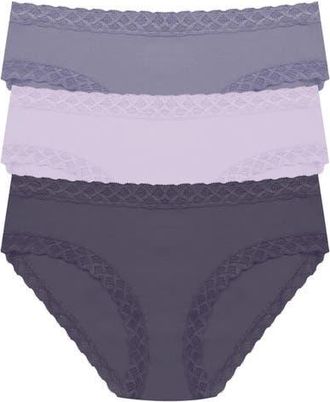 Natori Bliss Cotton Girl Brief 3-Pack in Twlght Hze/purple Prl/grystone at Nordstrom, Size Xx-Large