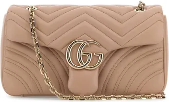 Gucci Powder Pink Nappa Leather Medium Gg Marmont Shoulder Bag
