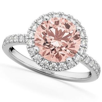 Allurez Halo Morganite & Diamond Engagement Ring 14K in 2.25Ct/white Gold at Nordstrom, Size 7.5