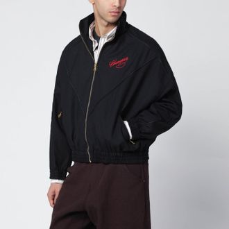 Willy Chavarria Black Wool Bomber Jacket