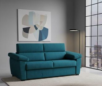 Dmora Dmora - Sof&aacute; Cama 2 Plazas Contrada, Sof&aacute; Convertible Para Sal&oacute;n, Acolchado, Desenfundable, Calidad 100% Made In Italy, 205x95 H100 Cm, Azul Claro