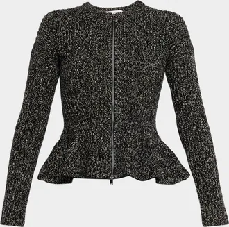 Max Mara Kim Cashmere Peplum Zip Cardigan