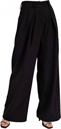 Glam High Waist Pleated Wide Pant In Black