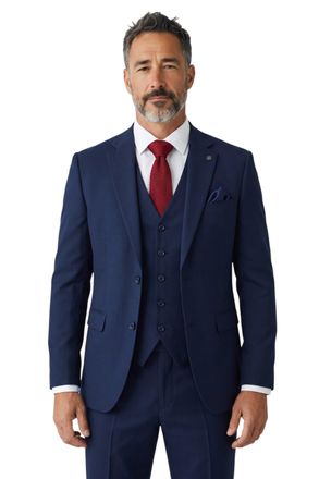 TruClothing IM54 Navy Windowpane Check 3 Piece Wedding Business Suit
