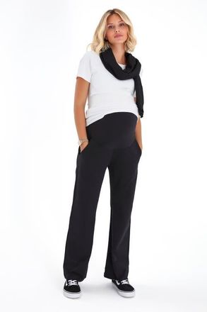 Accouch&eacute;e Simply Cool Foldover Waistband Stretch Cotton Jogger Pants in Black at Nordstrom, Size Large