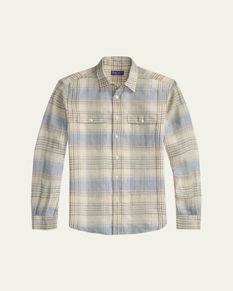 Ralph Lauren Purple Label Plaid Linen Shirt