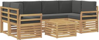 vidaXL Conjunto De Sof&aacute;s De Exterior 7 Uds. Blanco Y Antracita Vidaxl