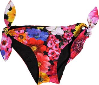 Dolce & Gabbana Womens Black Floral Print Swimsuit Bikini Bottom Swimwear Nylon Elastane Clothing
