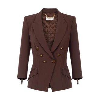 Elisabetta Franchi Dames, Jassen, Bruin, Maat: M Leer