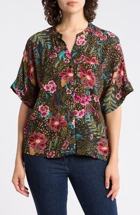 T Tahari Split Neck Shirt in Hawaii After Dark at Nordstrom Rack, Size X-Large