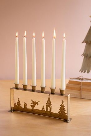 Kalalou Antique Gold Table Top Christmas Taper Candelabra
