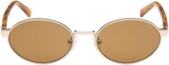 Abercrombie & Fitch 51mm Oval Sungalsses in Gold/Solid Brown Lens at Nordstrom