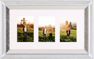 Beliani Marco De Fotos De Vidrio Plateado Efecto Espejo 50 X 50 Cm Para 3 Fotos Collage Makeni