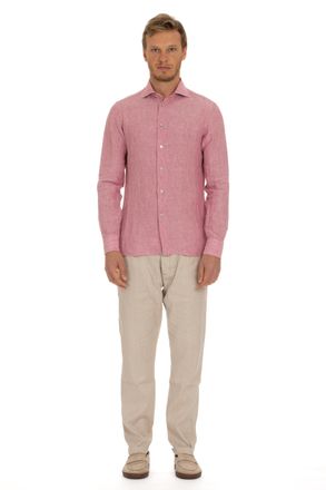Borriello Solid Delav&egrave; Linen Tailored Shirt