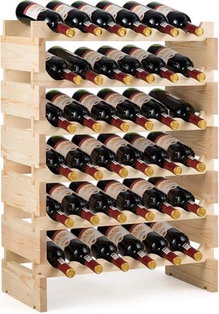 Costway Costway - Botellero Para 36 Botellas Soporte De Vino De Madera Botellero Apilable De 6 Niveles Estante Del Vino Para Sal&oacute;n Cocina Comedor