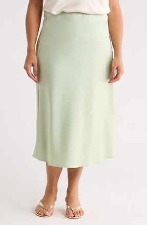 Renee C Satin Midi Skirt in Pistachio at Nordstrom Rack, Size 1X