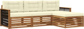 vidaXL Conjunto De Sof&aacute;s De Exterior 4 Uds. Natural Y Crema Vidaxl