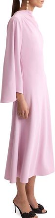 Mango Flared Sleeve Satin Dress in Pastel Pink at Nordstrom, Size 4