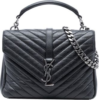 Saint Laurent Pre-owned Saint Laurent Medium Chevron Sheepskin Monogram College Satchel Ladies DMR428056A.0316
