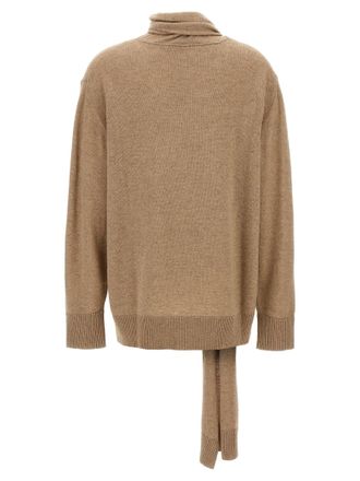 Stella McCartney Cashmere and Wool with Scarf Detail Sweater - Camel