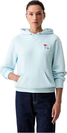 Kenzo Flower Embroidered Hoodie - Dames - Hoodies - Blauw - S - Katoen - Hoodies & sweatvesten