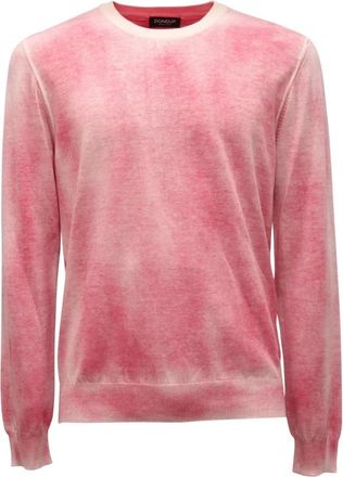Dondup Cotton Delav&eacute; Trui - Heren - Ronde hals truien - Roze - M - Katoen - Truien & Vesten