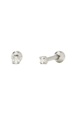 Made by Mary CZ Petite Prong-Set Stud Earrings in Silver at Nordstrom
