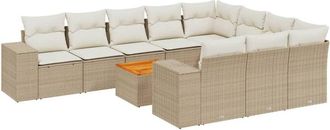 vidaXL Set De Sof&aacute;s De Jard&iacute;n 11pzas Con Cojines Rat&aacute;n Sint&eacute;tico Beige Vidaxl