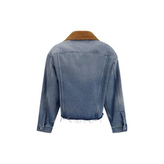 Miu Miu Womens Blue Cotton Denim Jacket Clothing