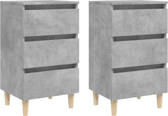 vidaXL Bed Cabinets & Solid Wood Legs 2 pcs Concrete Grey 40x35x69 cm Vidaxl