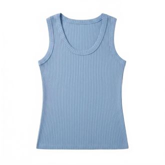 Karen Kane Womens Ribbed Scoop Neck Tank Top In Chambray