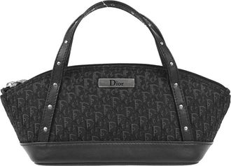 Dior Street Chic Handbag Diorissimo Canvas With Leather Black Canvas Handbag (Pre-Owned)