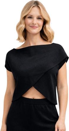 Accouch&eacute;e Mini Knit Crossover Sleeveless Maternity/Nursing Top in Black at Nordstrom, Size X-Large