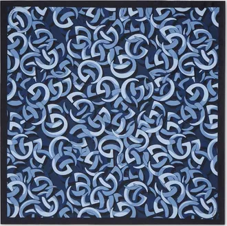 Gucci Printed Silk Pocket Square, Blue, Cotton