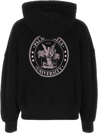 Palm Angels Womens Logo-Embroidered Sweatshirt Black Cotton Sweater