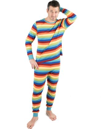 Leveret Mens Two Piece Cotton Pajamas Striped