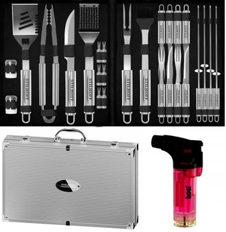 OEM Juego De Accesorios Para Parrilla Stilhoff Strong Grill, Cuberter&iacute;a (28 Piezas) + Estuche + Quemador