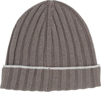 Brunello Cucinelli Grey Knitted Beanie Cap