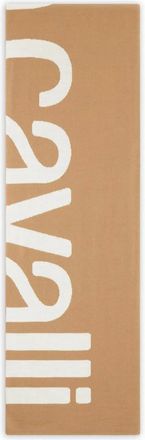 Roberto Cavalli Sciarpa in lana con logo - Marrone