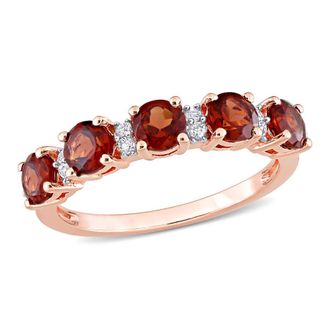 Amour 1 3/5 CT TGW Garnet and White Topaz Semi Eternity Ring In Rose Plated Sterling Silver