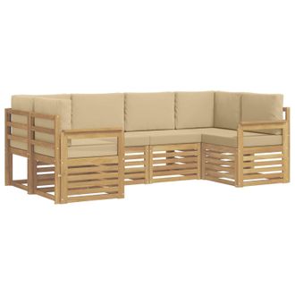 vidaXL Conjunto De Sof&aacute;s De Exterior 5 Pcs Blanco Y Beige Vidaxl