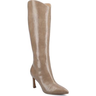 Journee Collection Rehela Boot - Wide Width & Wide Calf in Taupe Patent at Nordstrom Rack, Size 8.5 Wide Calf