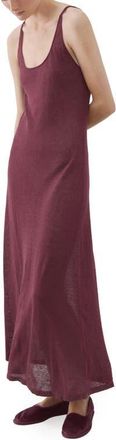 Mango Linen Blend Midi Dress in Purple at Nordstrom, Size Small