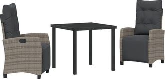 vidaXL Garden Dining Set 3 pcs Grey Poly Rattan vidaXL