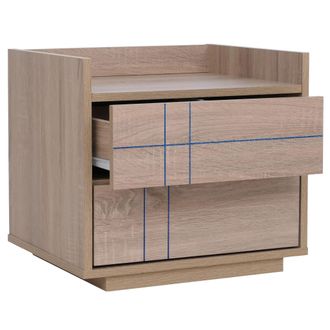 Hhg [nunca Usado] Mesita De Noche Hhg-869, Mesita De Noche, 2 Cajones, Mdf, 43 X 48 X 41 Cm, Acabado Roble Sonoma