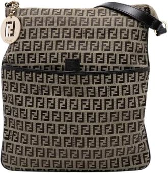 Fendi Pre-owned Cross Body Bags, female, Brown, Size: ONE SIZE Pre-owned Canvas Crossbody Bag