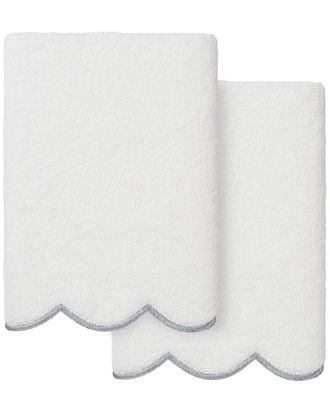 Linum Home Textiles 100% Turkish Cotton Adornia Scallop 2Pc Hand Towel Set
